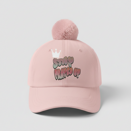 Stay Prayed Up Pink Pom Pom Baseball Cap | Faith-Based Apparel
